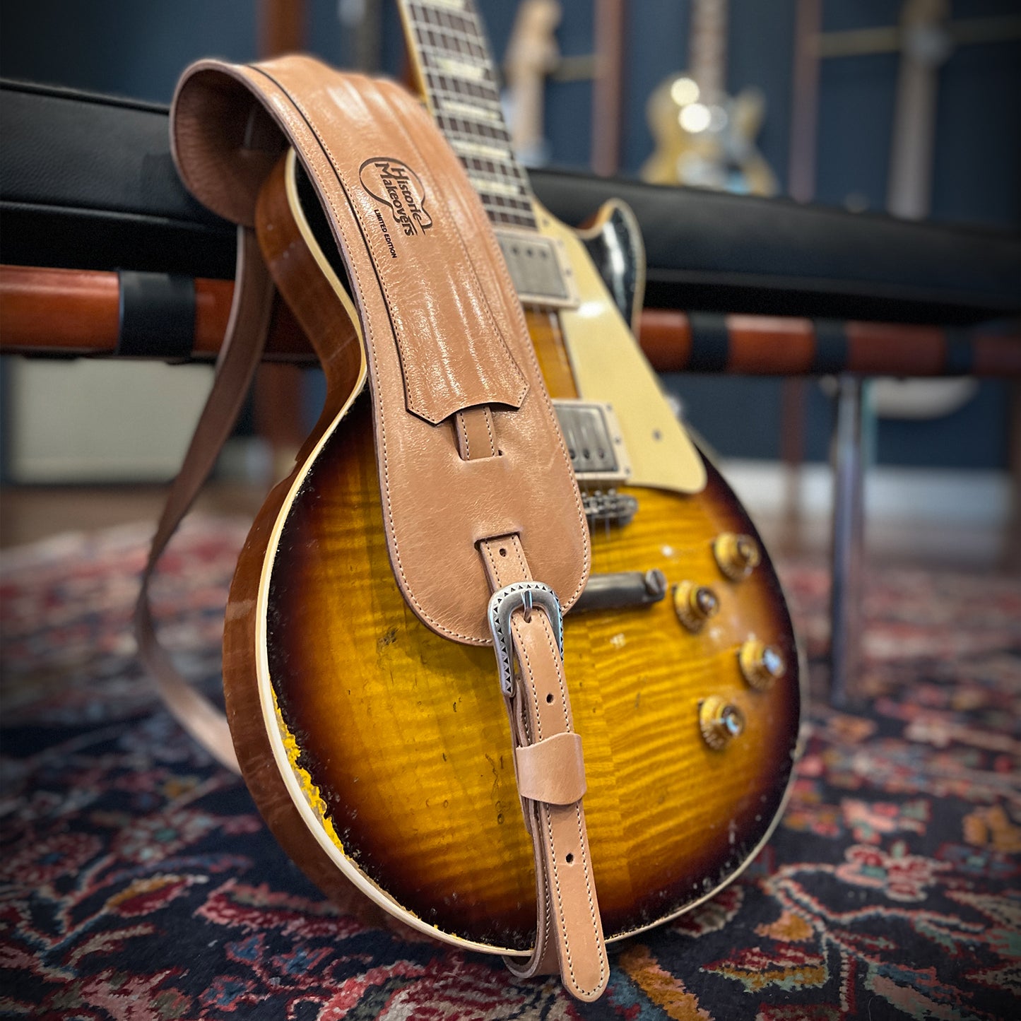 Pre-Order | Blue Bell x Historic Makeovers Limited Editon Leather Guitars Strap with pad