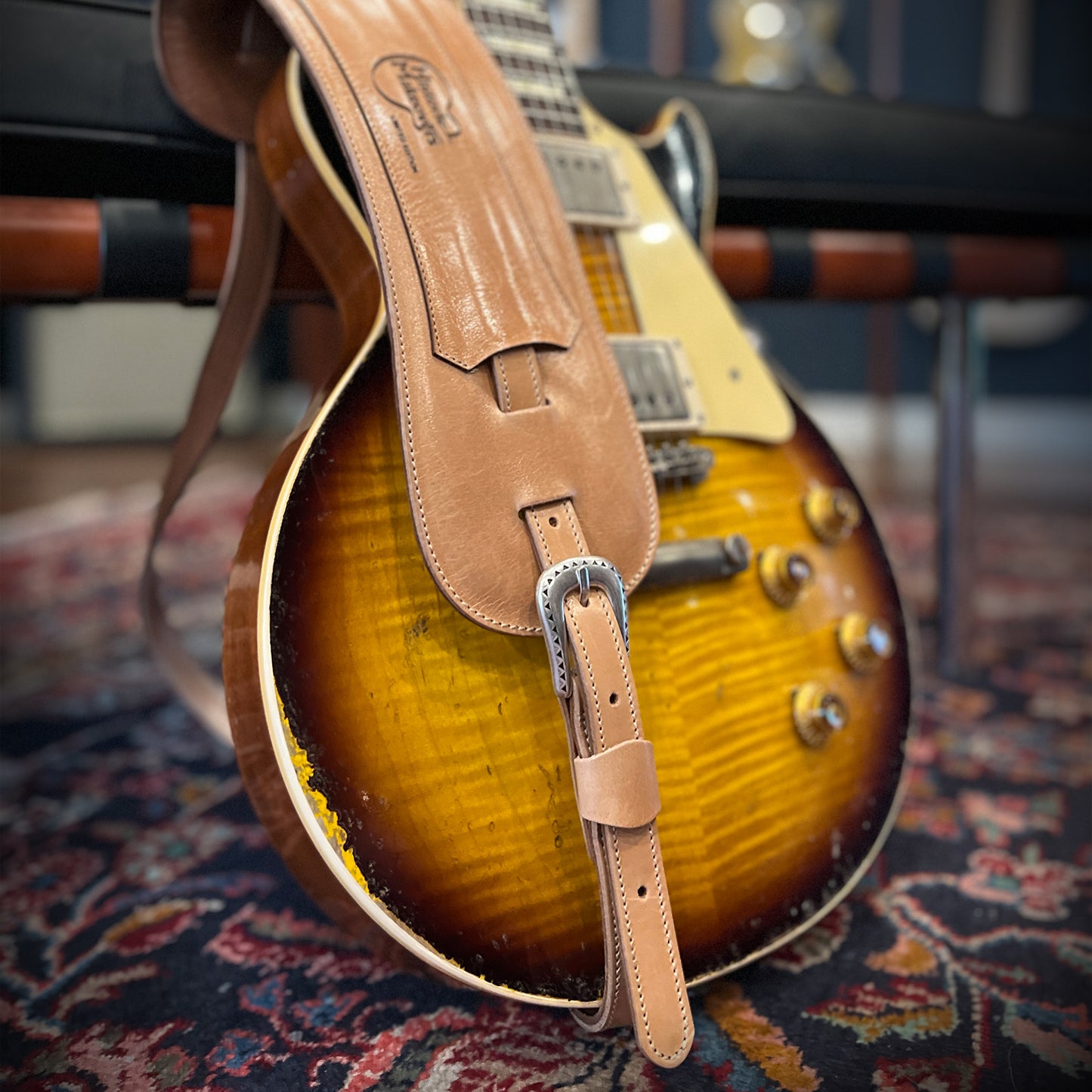 Pre-Order | Blue Bell x Historic Makeovers Limited Editon Leather Guitars Strap with pad